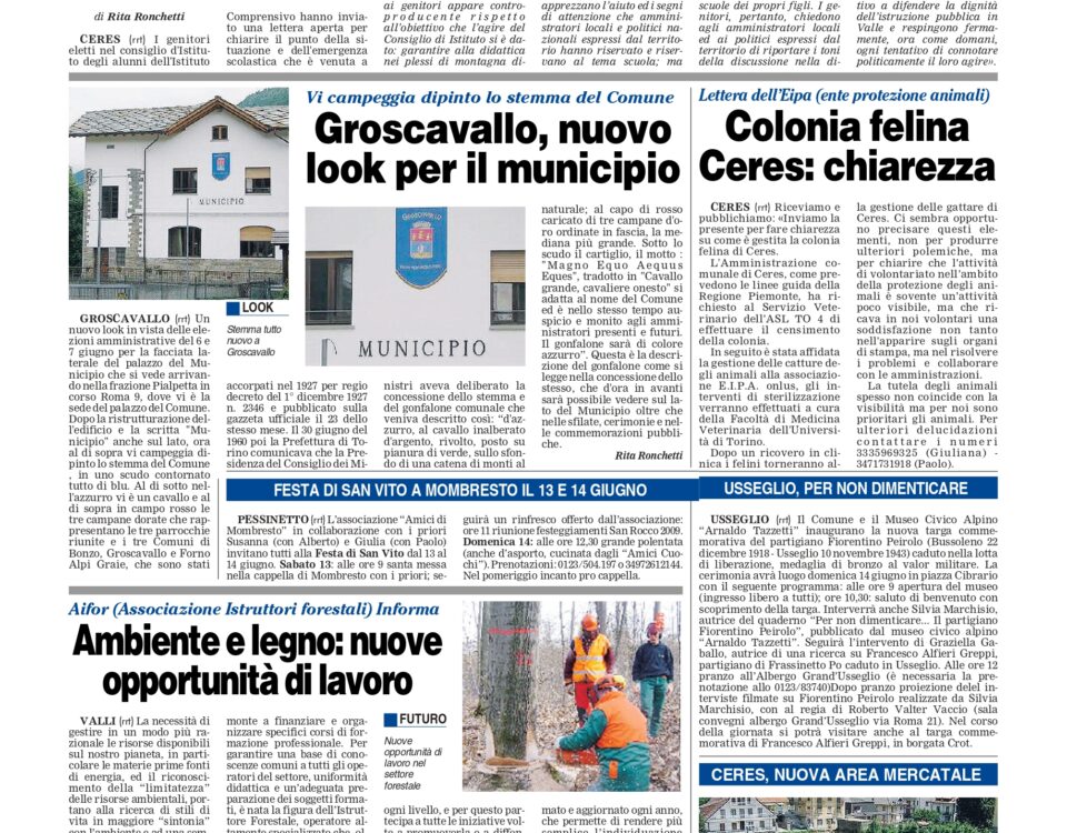 Pagina di giornale dove viene citato Aifor