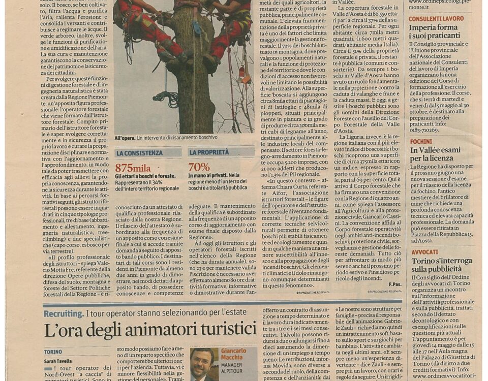 Pagina di giornale del Sole 24 Ore